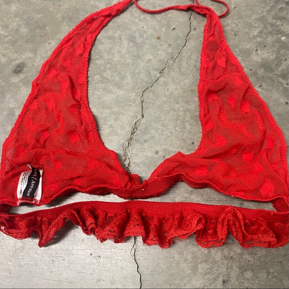 Red sheer heart print sexy lingerie top - Picture 2 of 3